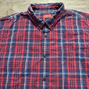 VTG BIG MAC Shirt Mens XXL Blue Red Plaid Short Sleeve Button Up Cotton JCPenney